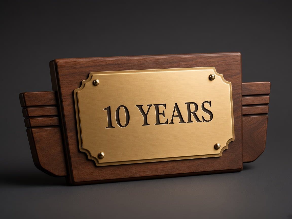 Service Milestone Plaque design concept, close-up of the materials