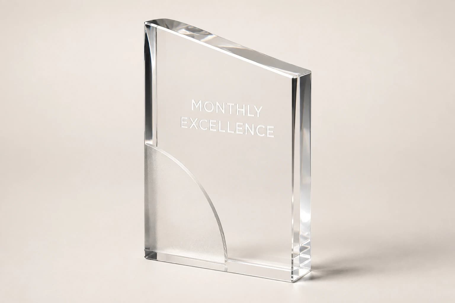 Employee of the Month Acrylic Award design concept in clear acrylic