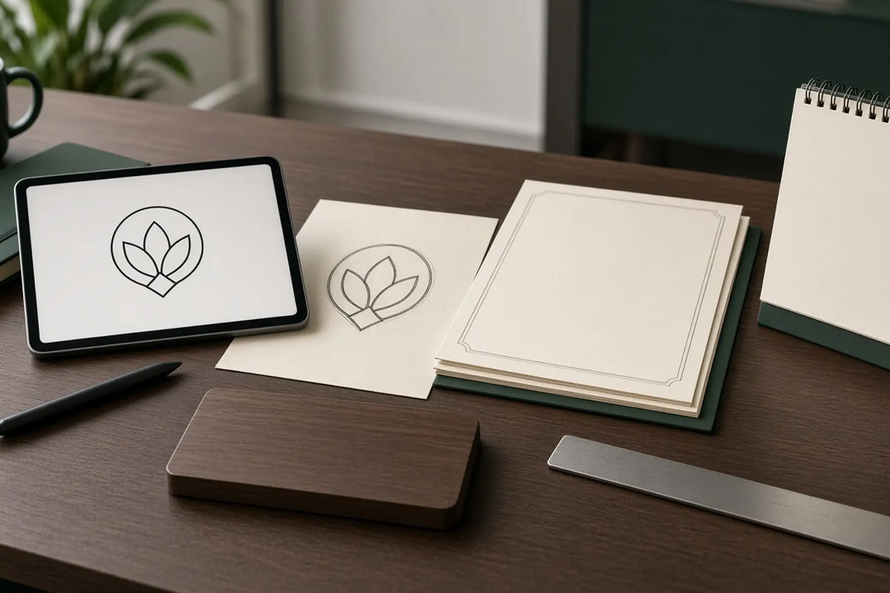 Artwork preparation concept: a simple emblem converted to clean outlines for a Service Milestone Plaque
